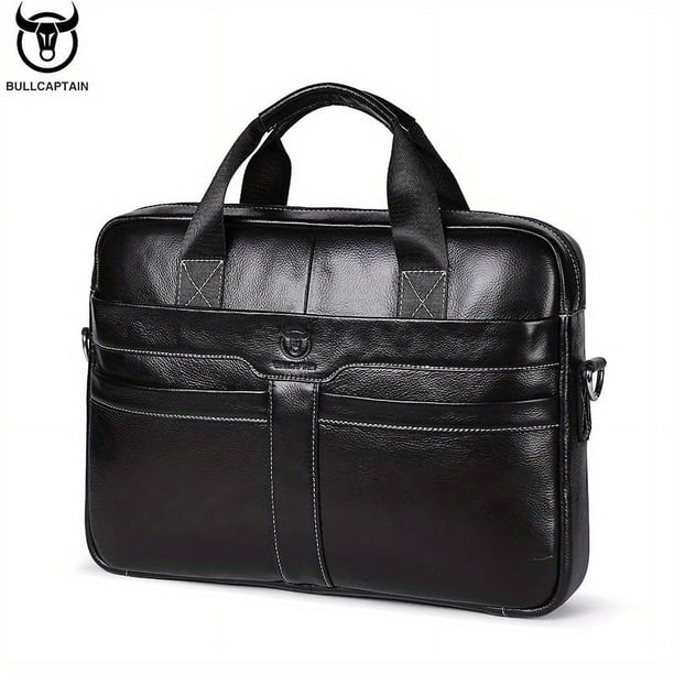 BULLCAPTAIN Leather Briefcase For Men, Large Capacity Multi-functional Handbag For Men Business First Class Leather Computer Bag Casual One-shoulder Messenger Bag Business Trip Office Satchel, Gifts F