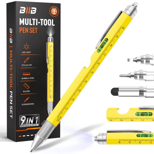 Bolígrafo multiherramienta BIIB 9 en 1 para adultos y hombres con caja de regalo y accesorios
