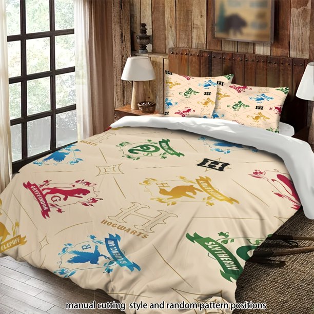 Bedding Warner Bros Hogwarts Four Houses Crest Pattern Suitable for All Seasons Machine Washable Includes Pillowcases Suitable for Bedrooms Guest Rooms Dormitor