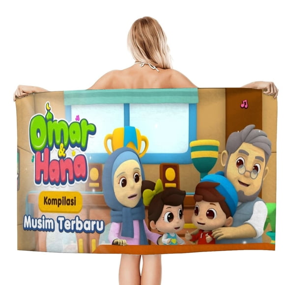 Omar y Hana Fondo Toalla de playa de secado rápido con diseño temático, regalo para mujeres y niñas, ideal para cumpleaños, fans, amantes de la música, uso en la playa o al aire libre, 78 × 180 cm