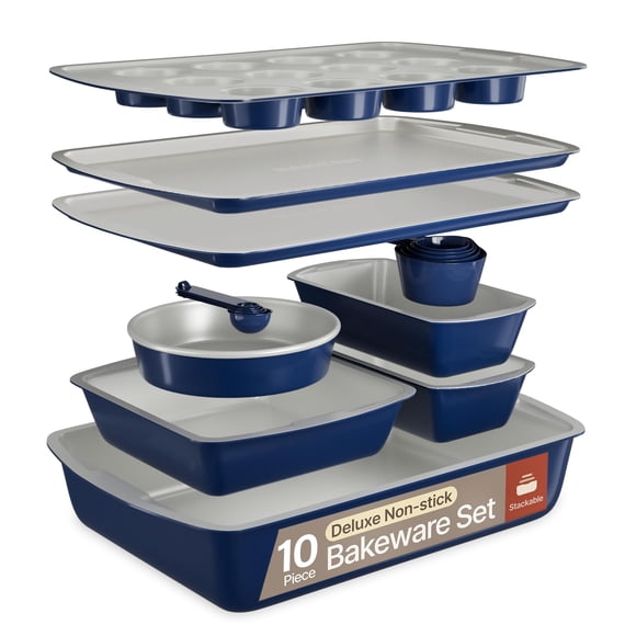 Juego de utensilios para hornear Bakken-Swiss Royal Blue, 10 piezas, antiadherentes