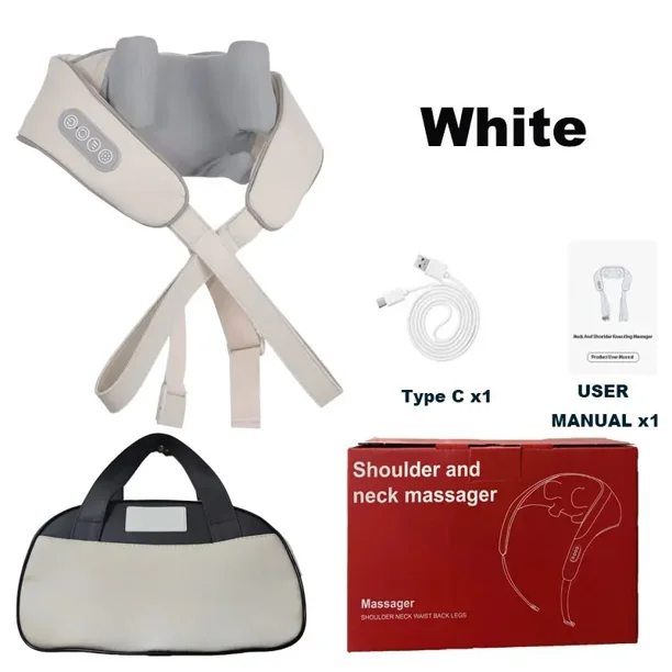Rechargeable Powerful 5D Shiatsu Back Neck Shoulder Massager Heated Kneading Neck And Shoulder Muscle Relaxing Massage Shawl