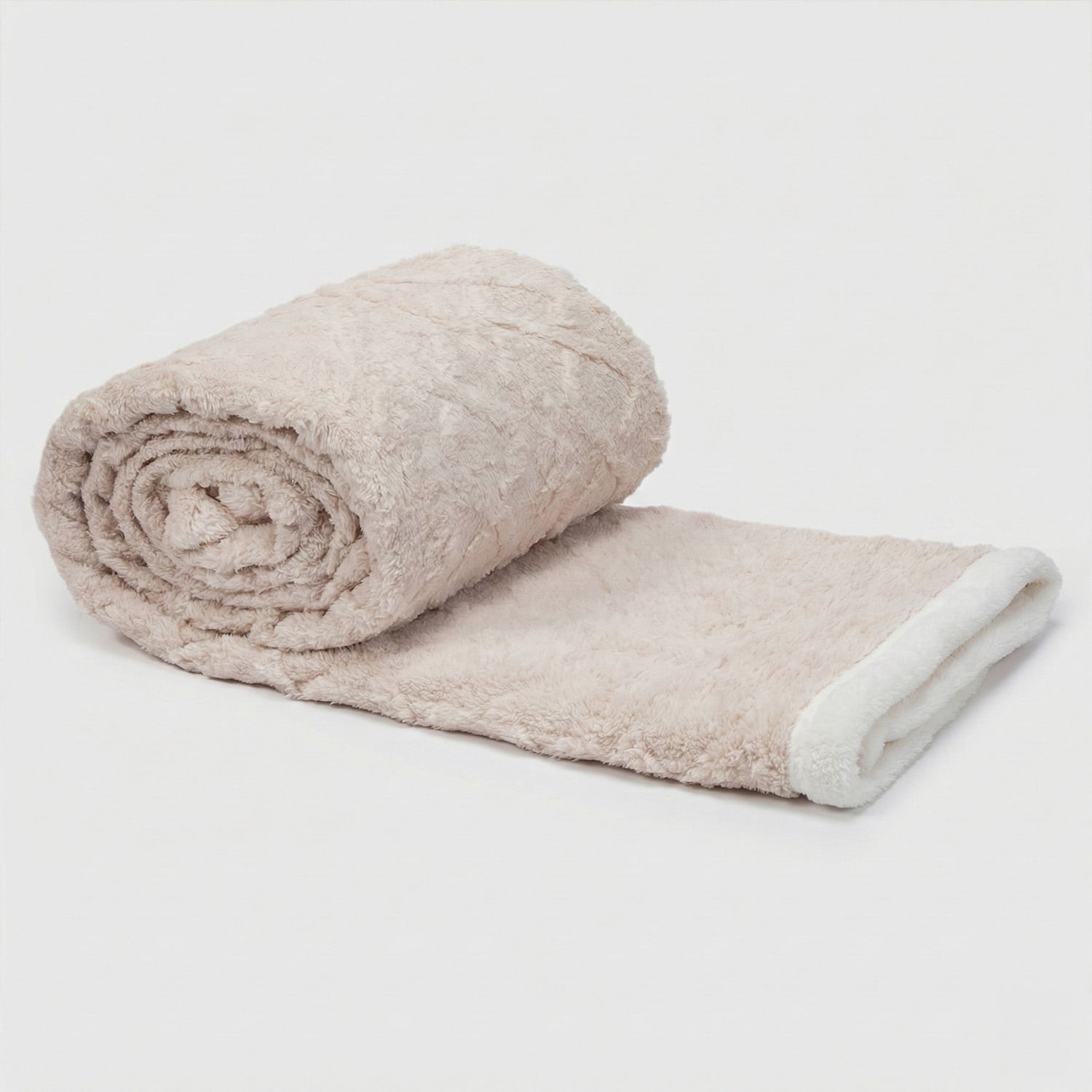 Relan - Manta Frazada Sherpa Jacquard Crema 1.5 Plazas