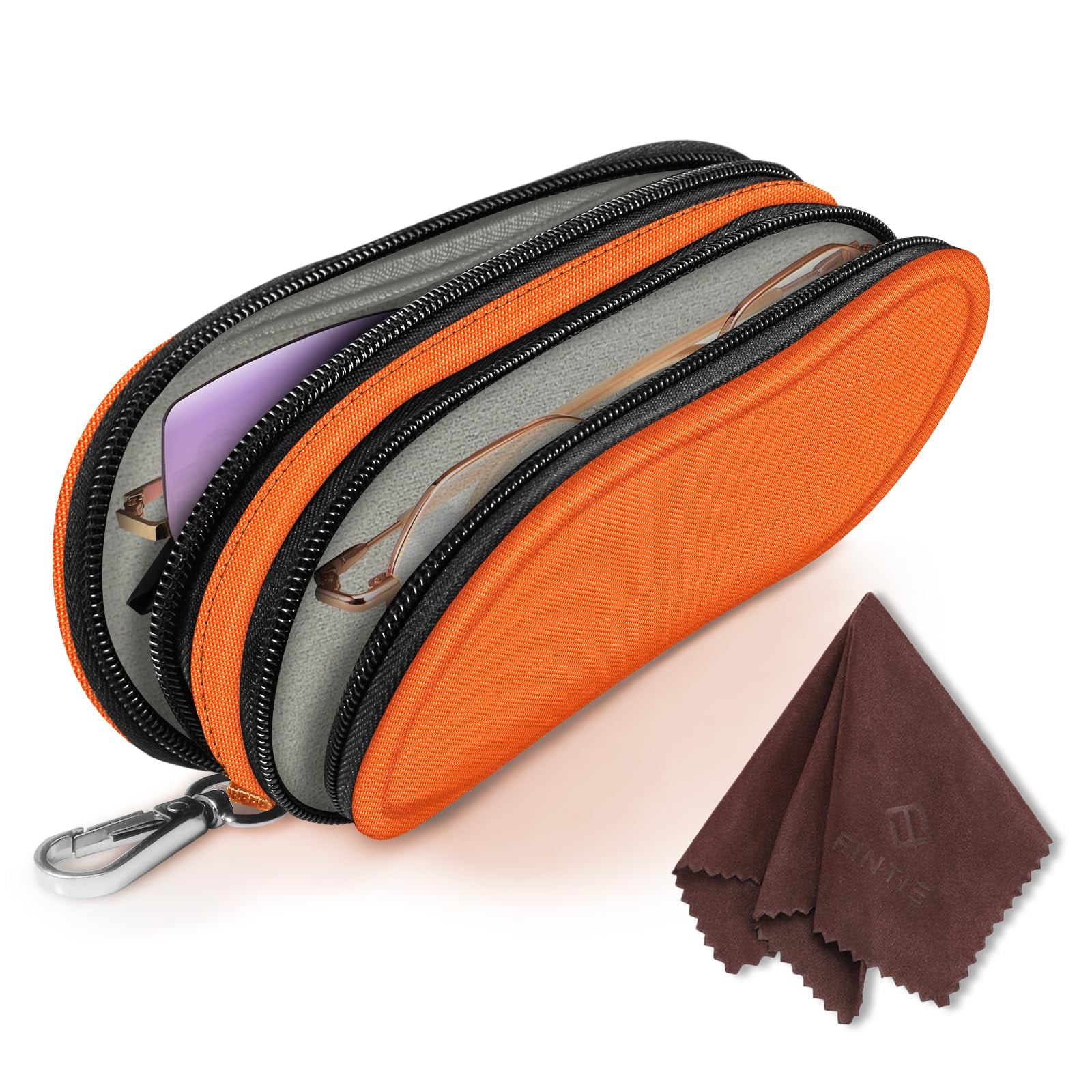 Estuche Doble Para Anteojos De Sol Fintie Naranja De Nylon Para Hombre Y Mujer