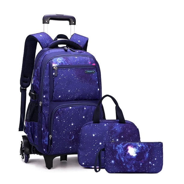 with Lunch Box Trolley School Bags Rolling Backpack for Boys Wheeled Bag Carry On Kids' Luggage Primary Junior High School Bag