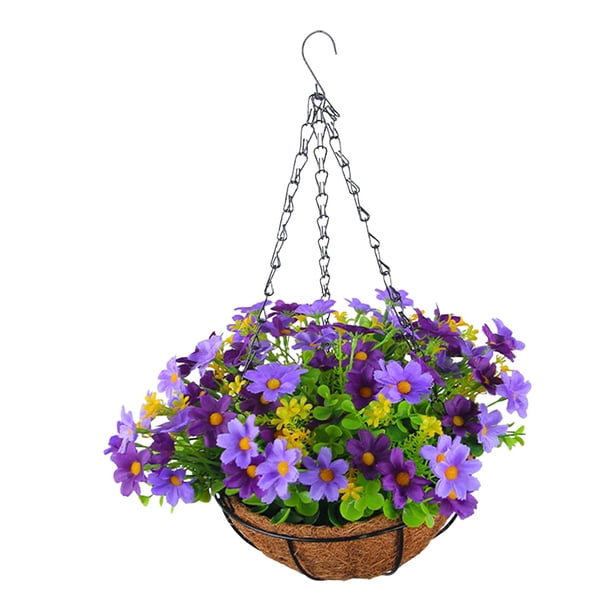 Cesta Colgante De Flores Artificiales Para Decoración, Planta Colgante Para Césped, Balcón, Patio, Violeta