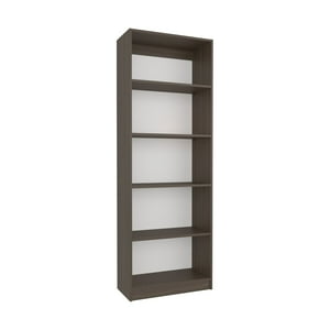 Fmfurniture - Biblioteca Estante 5 Niveles Café Oscuro Y Blanco