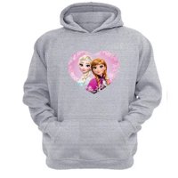 Genérico - Polerón Canguro Elsa Y Anna Gris Claro Talla S Unisex