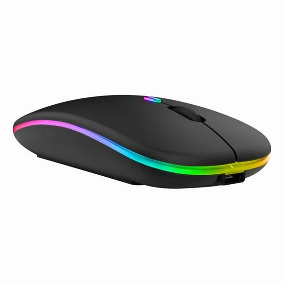 Wireless Recargable Led Mouse Inalámbrico Ergonomico Ratón Negro mate