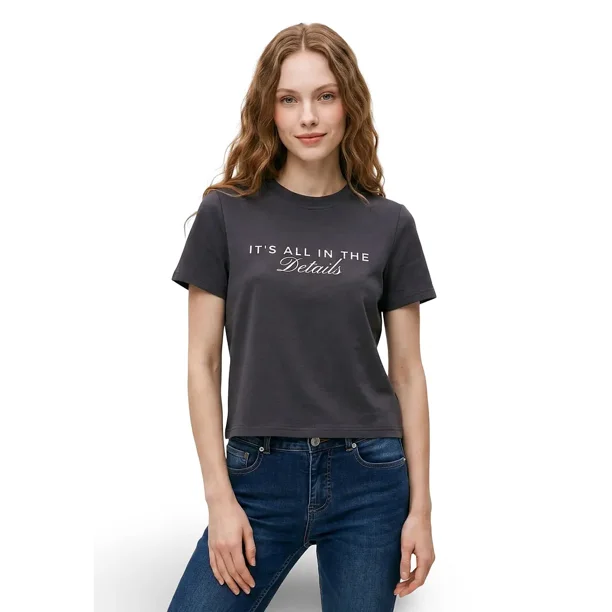 Polera Essentials Basic Front Print Gris Il Gioco