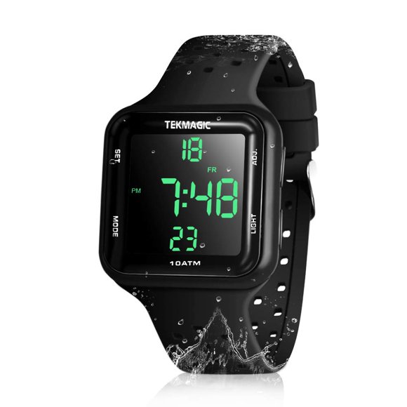 Reloj TEKMAGIC Digital con cronómetro, resistente al agua, 100 m