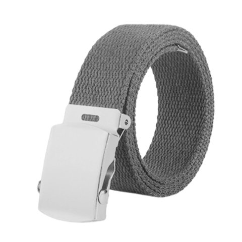 Ekoi - Cinturón Militar Lona Nailon Hebilla Metalizada Básico 110Cm Gris Talla Única