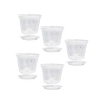 Magideal - Macetas Para Orquídeas Con Agujeros, Maceta Para Plantas De Interior Y Exterior, Maceta Transparente Con Agujeros Para Balcón, Dormitorio Y Cafetería Con Platillo 7 Pulgadas