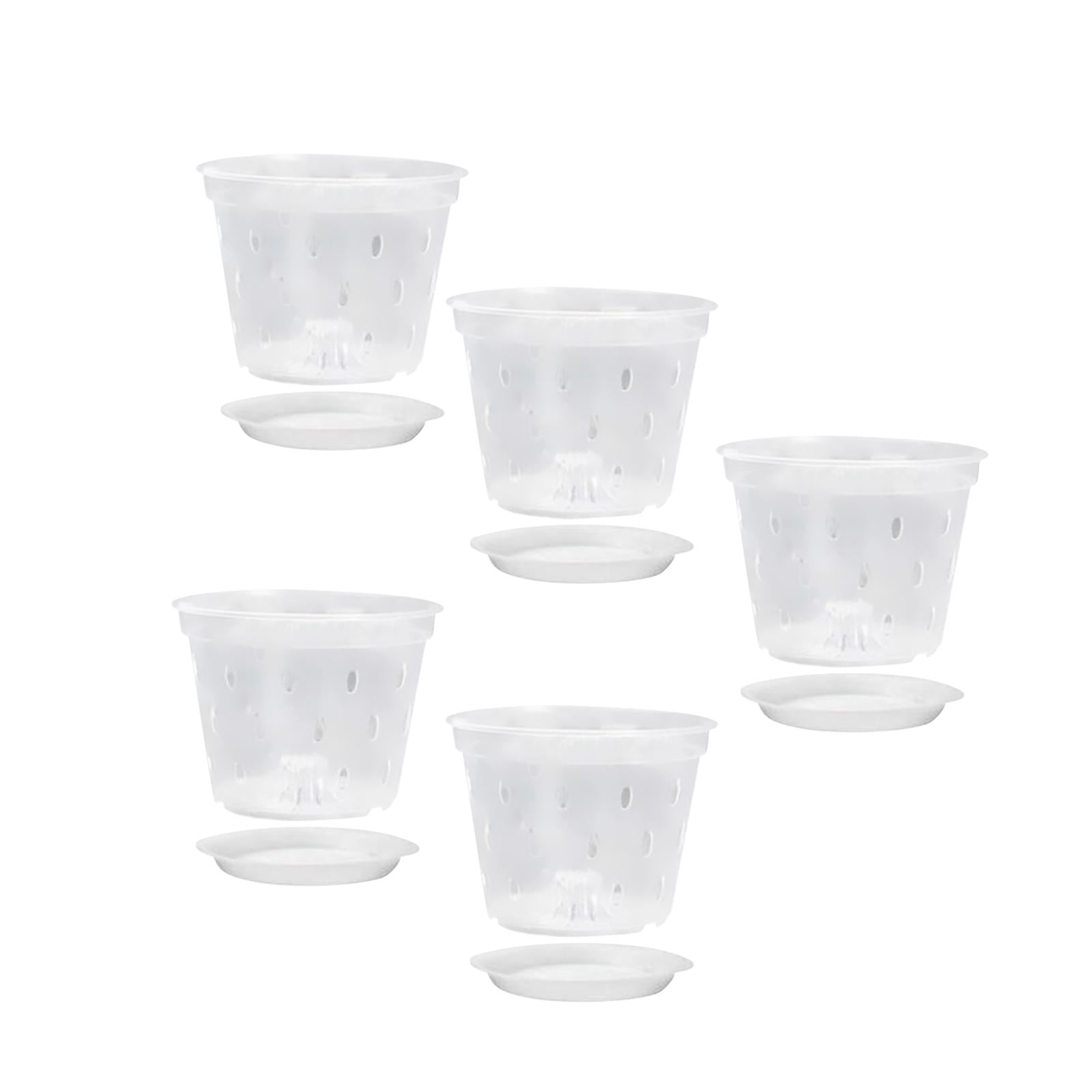 Magideal - Macetas Para Orquídeas Con Agujeros, Maceta Para Plantas De Interior Y Exterior, Maceta Transparente Con Agujeros Para Balcón, Dormitorio Y Cafetería Con Platillo De 5 Pulgadas