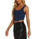 thumbnail image 2 of INSPIRAR CHIC Chaleco de Mujer de Mezclilla Sin Mangas con Cuello Cuadrado y Botones Frontales Talla M Azul Oscuro, 2 of 3