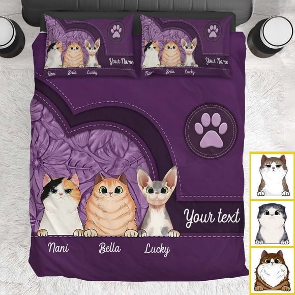 La Vida Es Mejor Con Gatos Juego De Cama Personalizado Para Gatos
