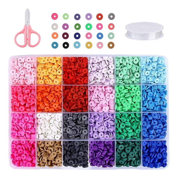 Juego de cajas de piezas de cerámica de 24 rejillas de 6mm, regalo artesanal DIY, utilizado para pulseras, collares, pendientes, colgantes,