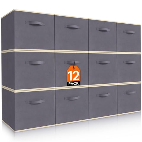 Cubos De Almacenamiento Lifewit, 12 Paquetes De 28 X 28 X 28 Cm, Tela Gris
