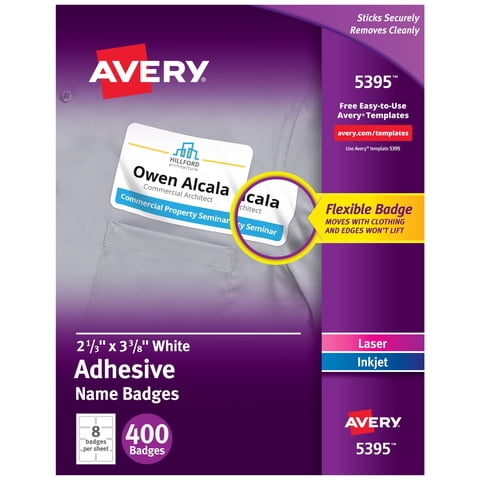 Etiquetas De Identificación Avery 5395 Flexible Printable 400 Matte White