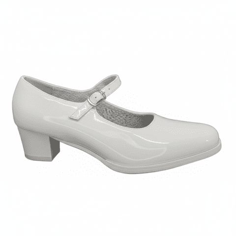 Zapatos De Cueca Alquimia Blanco Charol Mujer |3073 - Talla 23