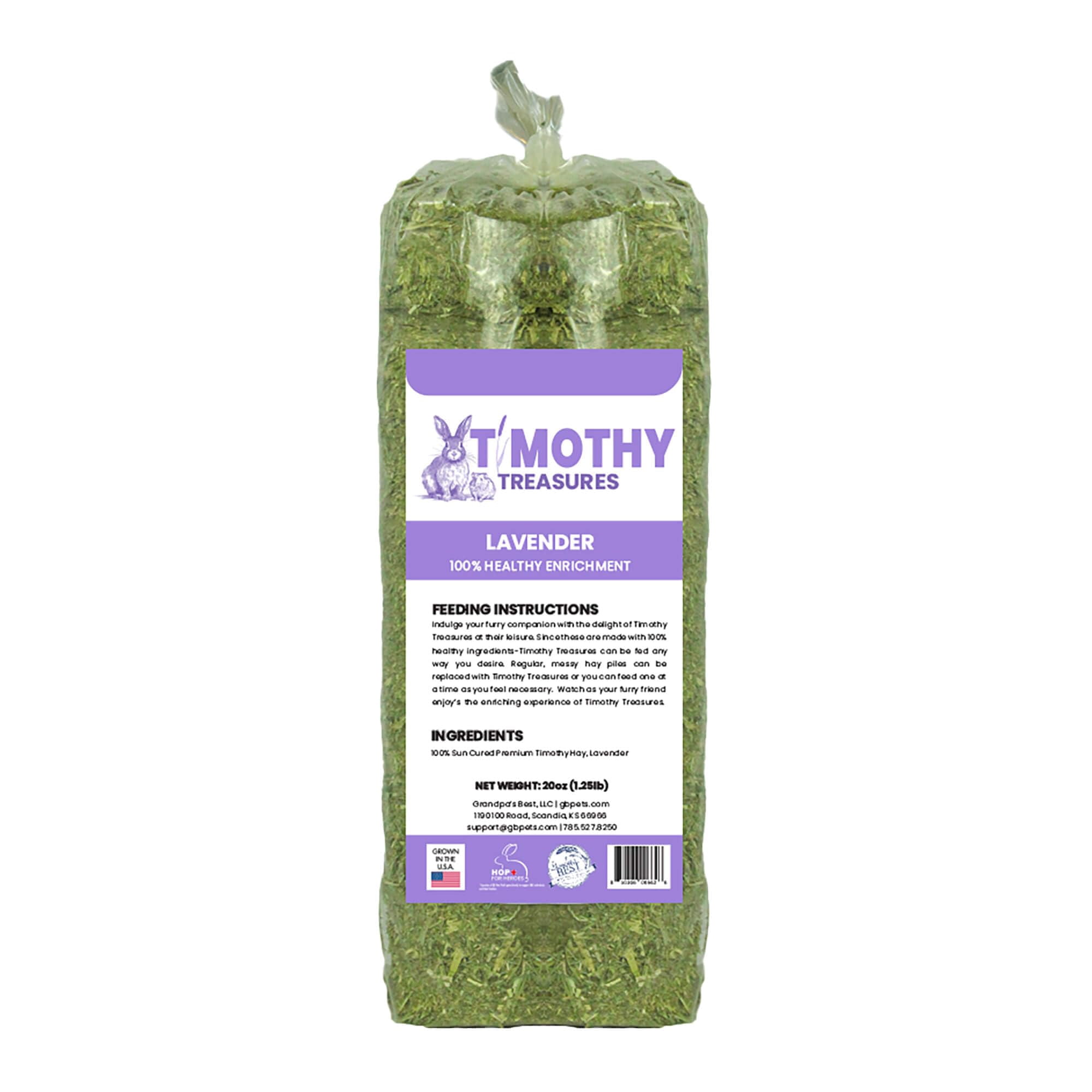 Timothy Treasures Heno de Enriquecimiento con Lavanda para conejos y pequeños animales