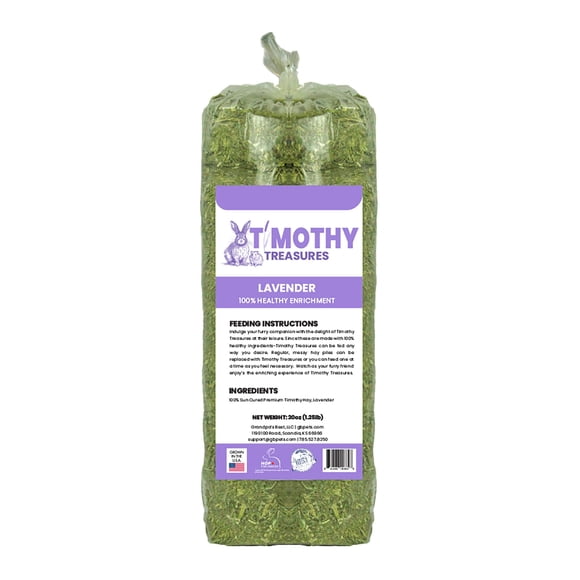 Timothy Treasures Heno de Enriquecimiento con Lavanda para conejos y pequeños animales