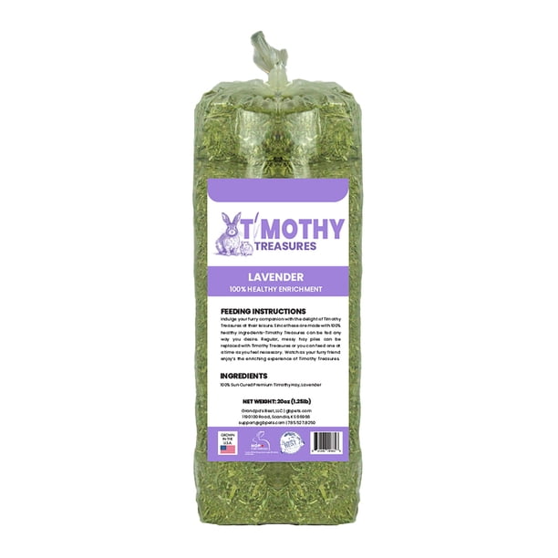Timothy Treasures Heno de Enriquecimiento con Lavanda para conejos y pequeños animales