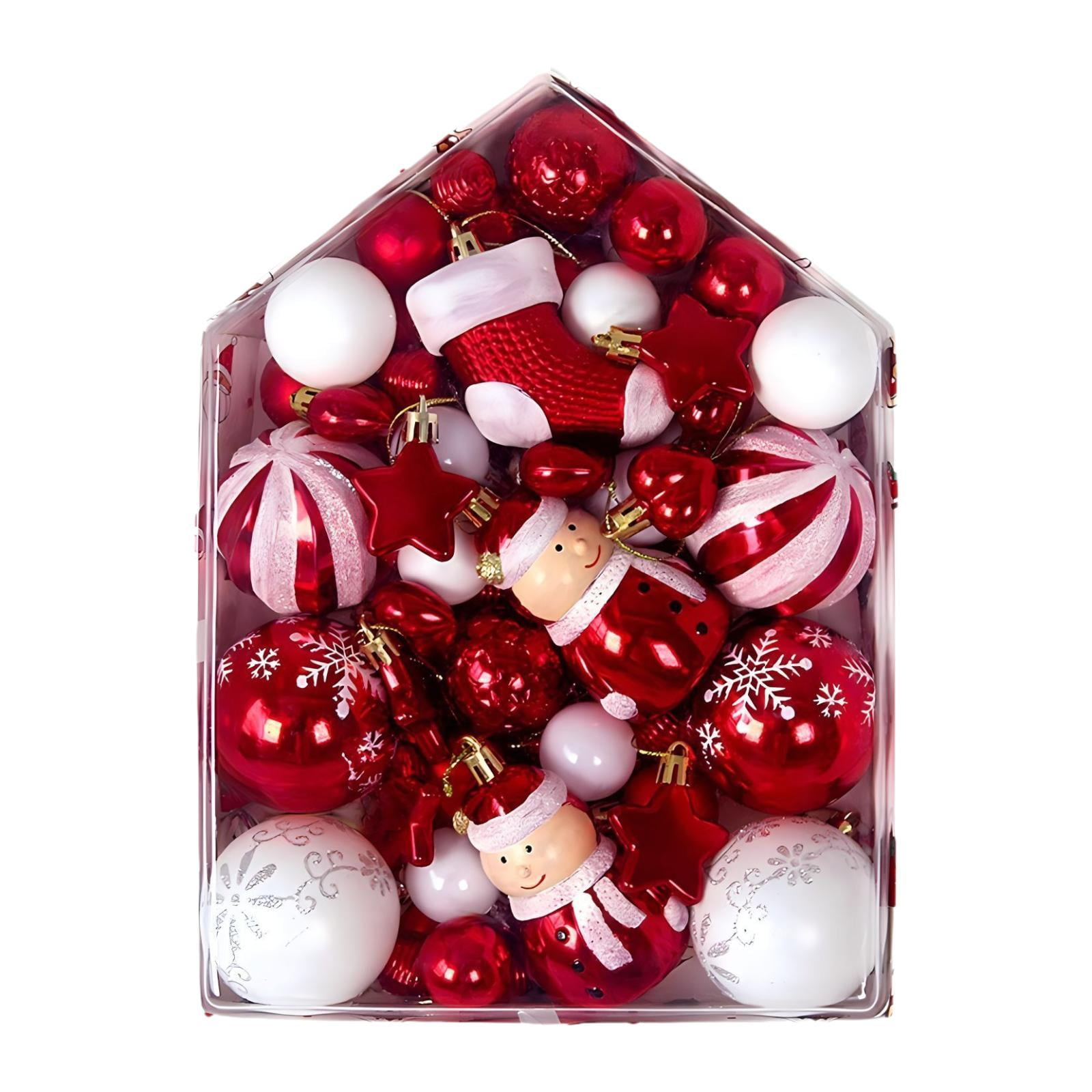 Bothyi - 72 Adornos Colgantes Para Árbol De Navidad, Decoración Para Árbol De Navidad, Corona Para Fiesta En Interiores, Color Rojo Y Blanco