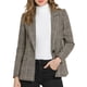 thumbnail image 1 of INSPIRE CHIC Blazers de regreso a clases para mujeres, solapa con muesca, manga larga, un botón, blazer de cuadros marrón M, 1 of 7