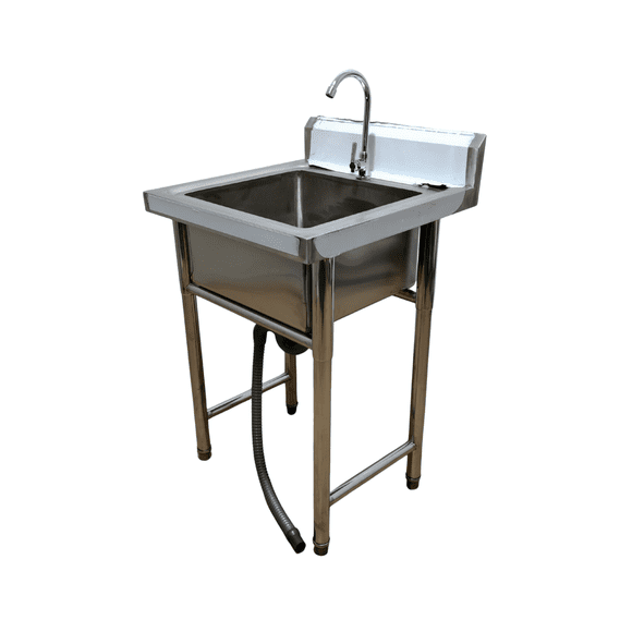 Lavafondo Acero Inoxidable 60x60 cm con Grifería para Cocina Industrial o Doméstica