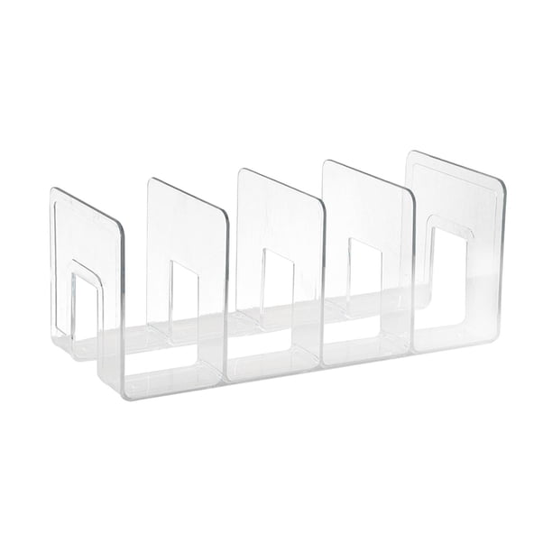 Soporte para libros, sujetalibros de acrílico, divisores de estantería multifunción, organizador de bolsos para encimera, sala de estudio, estantería Claro