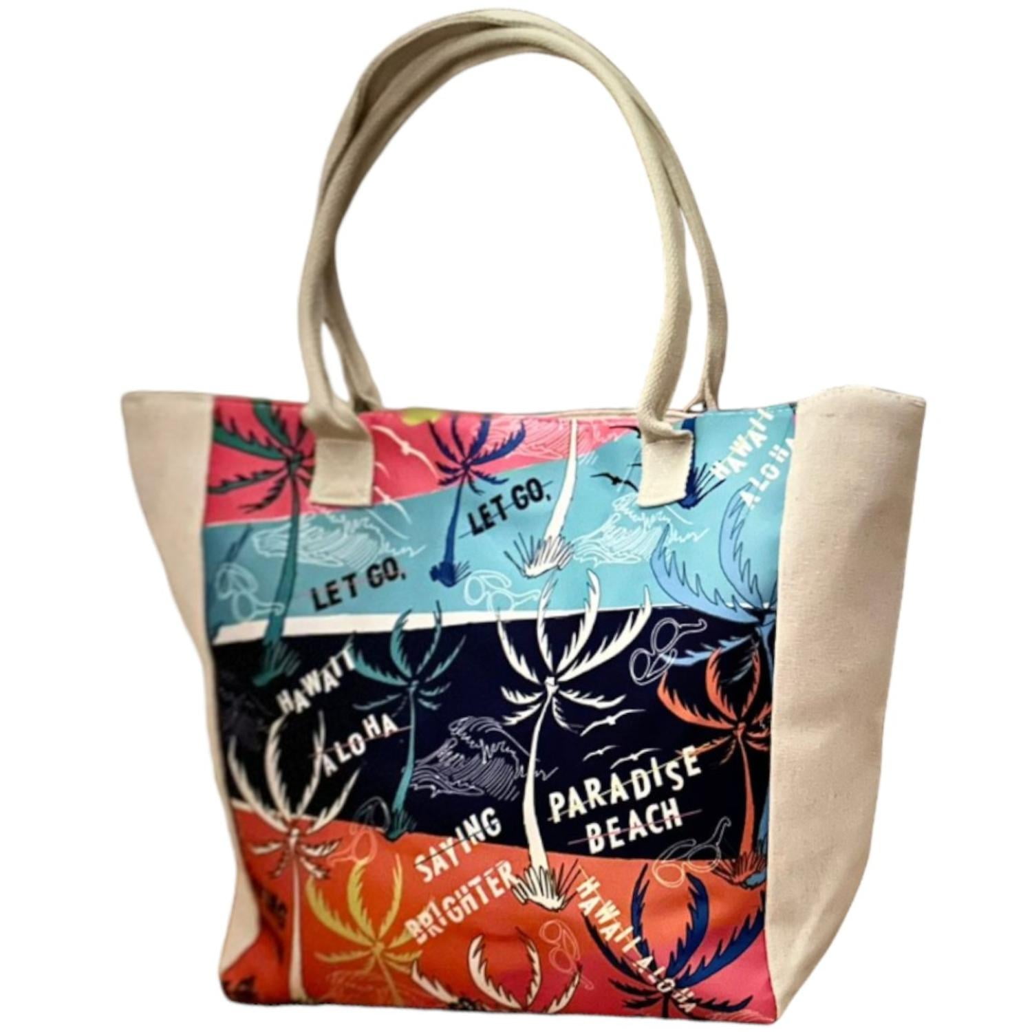 Auckland Outdoor - Bolso Playa Lona Algodon Franjas Con Cierre Fuelle Grande Multicolor 1
