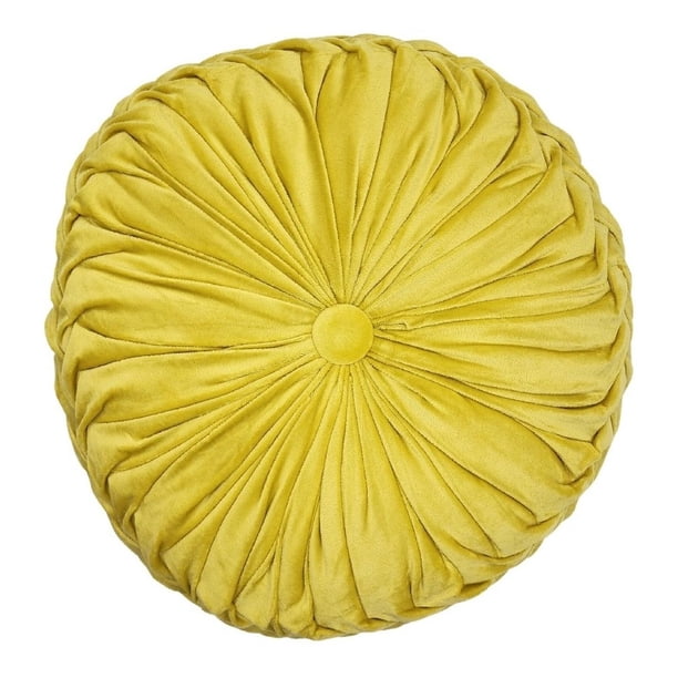 Cojín De Terciopelo Redondo Grande Para Sillón Tela Velvet amarillo
