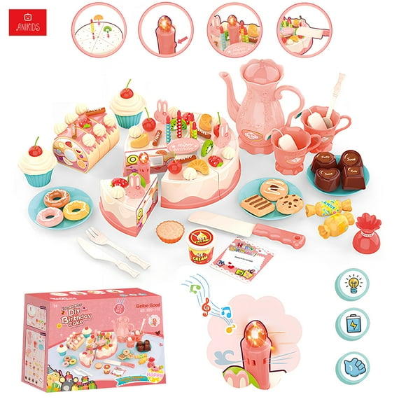 Juguete Torta Cumpleaños Con Luz Y Música 82pcs Juego Niños