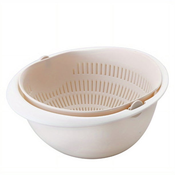 Effortlessly Wash and Store Your Produce with our Double Drain Basket Bowl - Rotating Drainer and Vegetable Cleaning Colander Tool for Kitchen Pasta, Fruits, and Vegetables - Space-saving Design - 1pc
