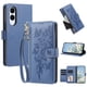 thumbnail image 1 of Funda Billetera Floral en Relieve samsung galaxy S25 edge con Tarjetero y Cremallera Azul, 1 of 6