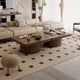 thumbnail image 2 of 34.6'' Square Coffee Table for Living Room, Modern Wood Veneer Top with Parquet Pattern & Cylindrical Base, Thickened Tabletop, Easy Assembly, Walnut, 2 of 3