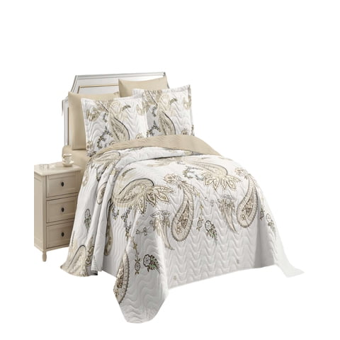Genérico - Quilt Cubrecama De Verano 2 Plazas Beige 01