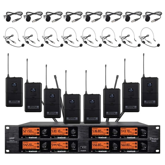 Sistema de micrófonos inalámbricos WENWEN de 8 canales UHF con 8 micrófonos