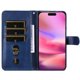 thumbnail image 3 of Funda tipo cartera para iPhone 16 con bolsillo con cremallera y ranuras para tarjetas – Función de soporte Azul, 3 of 6