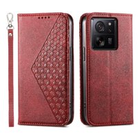 Funda Flip Foxdock Para Xiaomi 13T , Estilo Billetera Con Diseño Rombo, Correa De Mano Y Soporte, Uso Diario