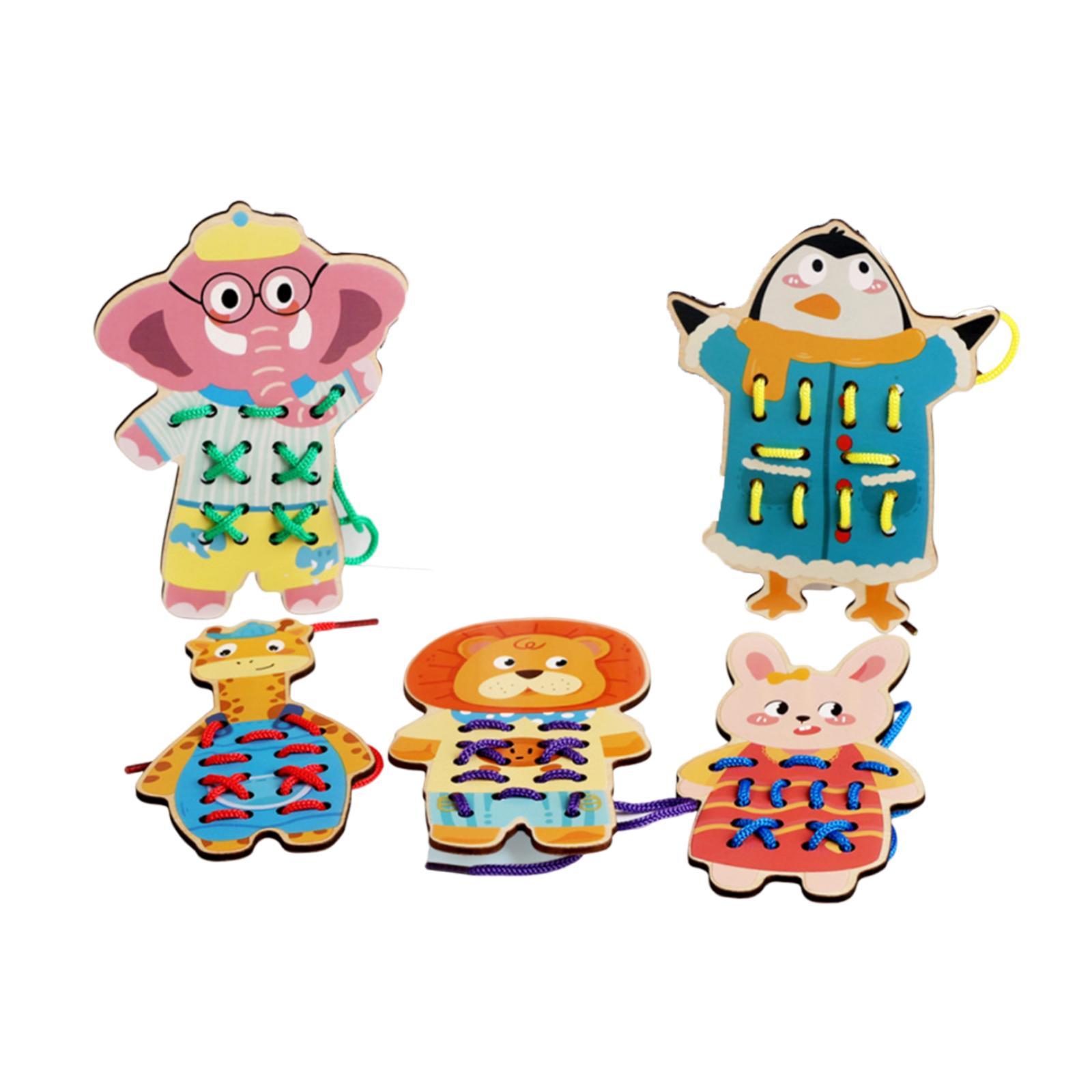 Magideal - Tarjetas De Juego Para Enhebrar, Juguetes De Motricidad Fina, Regalo Para Niños Y Niñas, Juguetes De Madera Para Enhebrar, Tarjetas De Costura, Kit De Estilo A