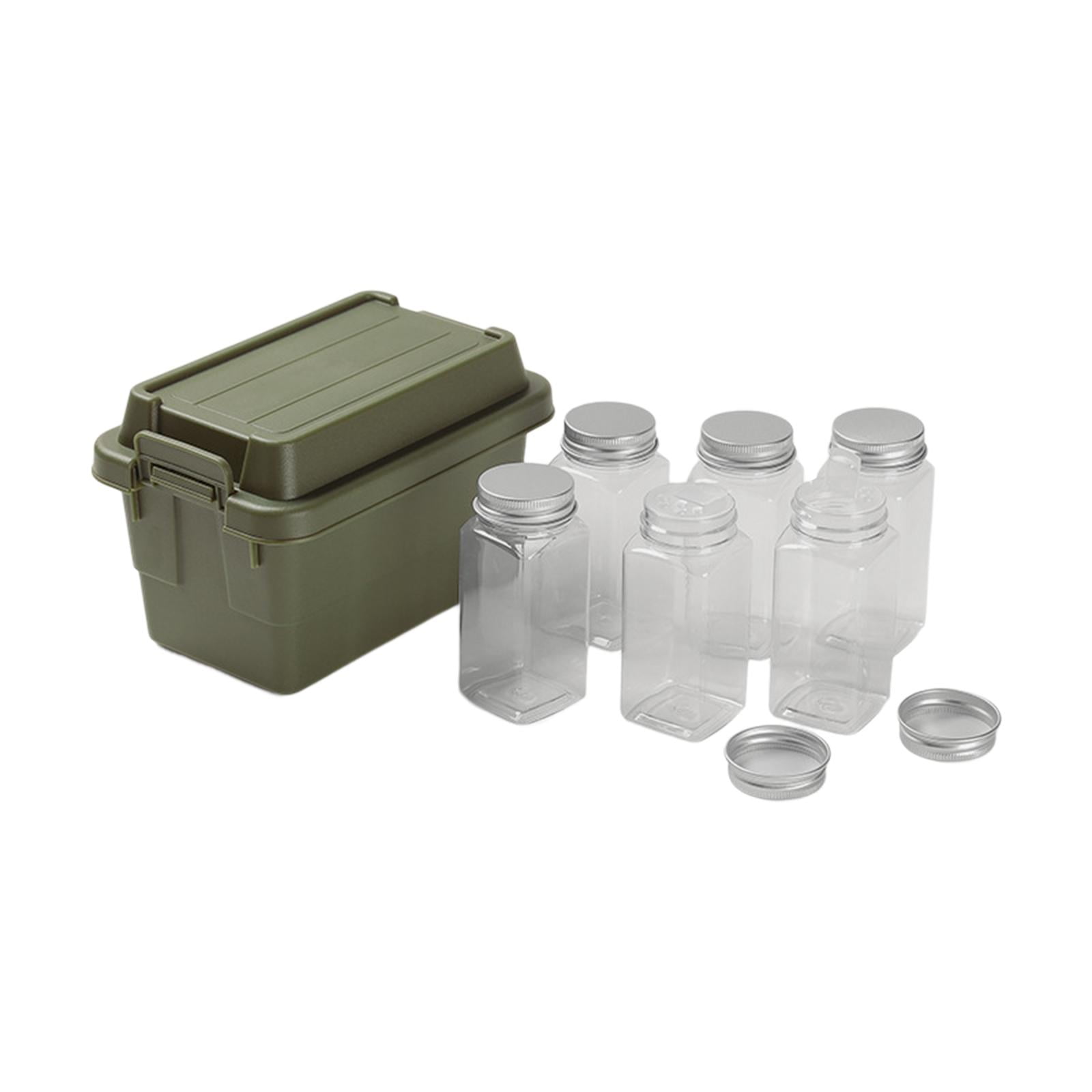 Magideal - 6 Tarros De Especias Para Camping, Organizador De Especias Portátil, Dispensador De Condimentos De Cocina, Contenedores De Especias, Botella De Condim Verde