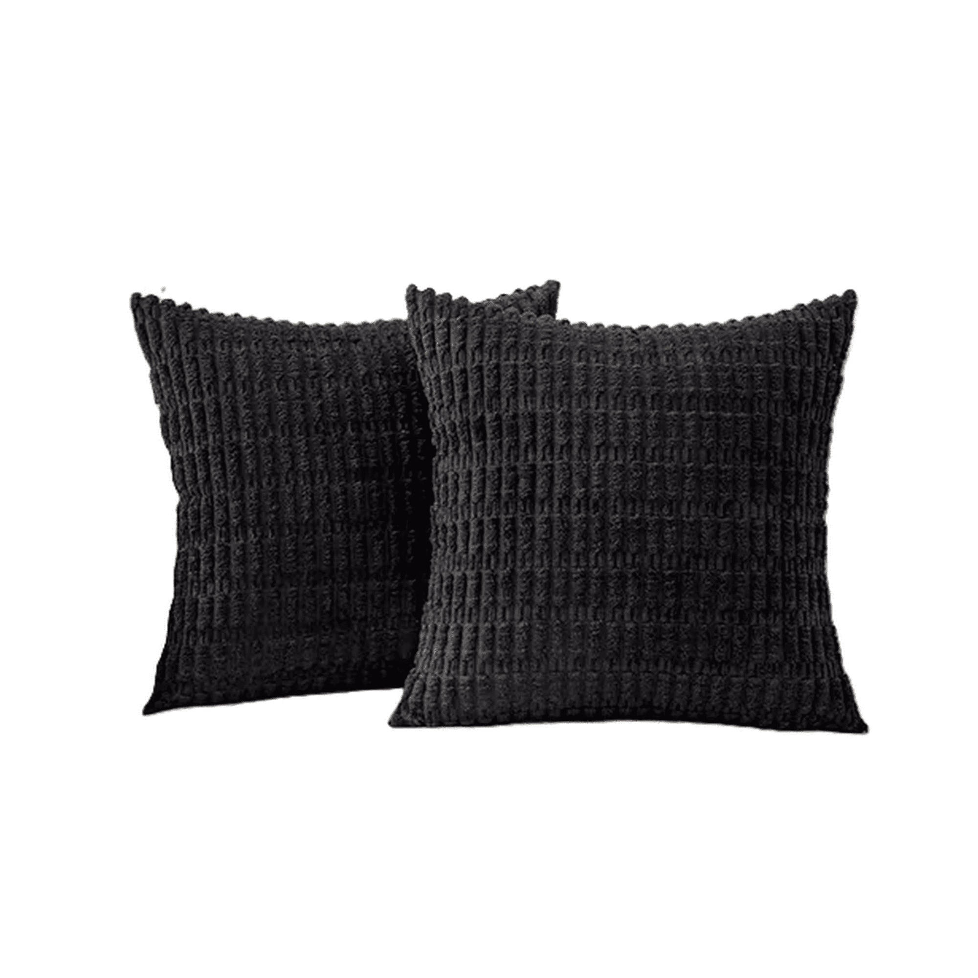 Genérico - Pack De 2 Fundas De Almohadas Cojín 45x45 Cm Con Diseño Suave Para Sillón Y Cama Negro