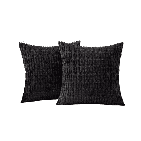 Genérico - Pack De 2 Fundas De Almohadas Cojín 45X45 Cm Con Diseño Suave Para Sillón Y Cama Negro