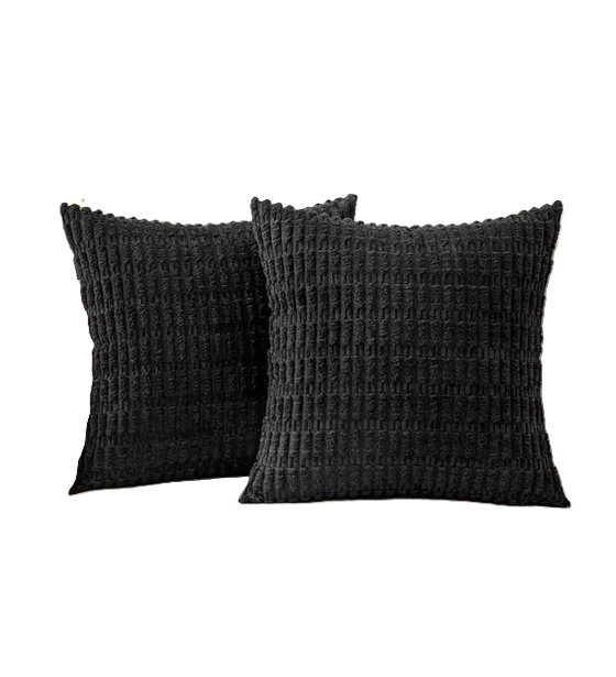 Genérico - Pack De 2 Fundas De Almohadas Cojín 45X45 Cm Con Diseño Suave Para Sillón Y Cama Negro