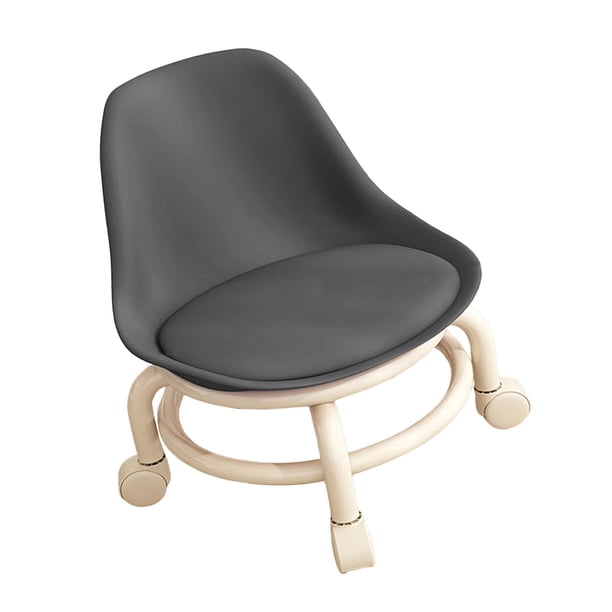 Taburete rodante redondo bajo Asiento rodante Taburete corto Muebles de regalo Sofá Reposapiés Silla giratoria Taburete de pedicura para barbería Gimn Negro