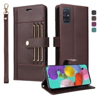 Foxdock Funda Tipo Cartera Para Samsung Galaxy A51 4G – Cubierta De Cuero Pu Con Múltiples Ranuras, Bolsillo Para Efectivo Y Correa De Muñeca