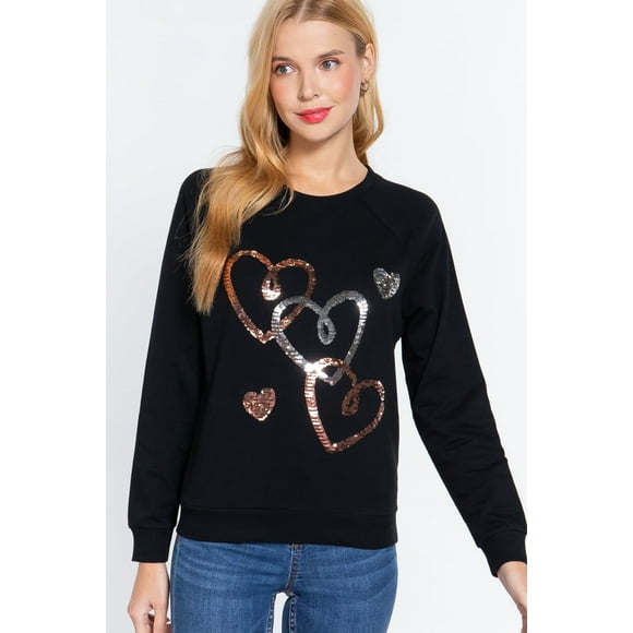 Top Tipo Jersey de Felpa Francesa con Lentejuelas