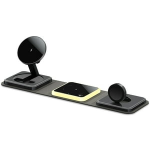 Genérico - Cargador Inalámbrico 3 En 1 Con Carga Rápida De 15 W, Diseño Plegable, Alineación Magnética Para Teléfono, Reloj Y Auriculares, Compatible Con Varios Dispositivos, Entrada Type-C.-Negro